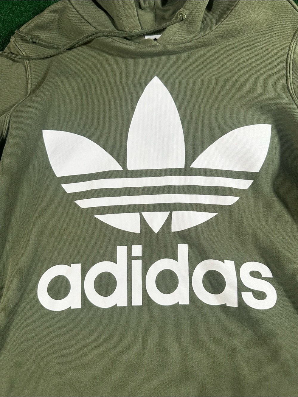 adidas Olive Green Hoodie with White Trefoil Logo kids 14